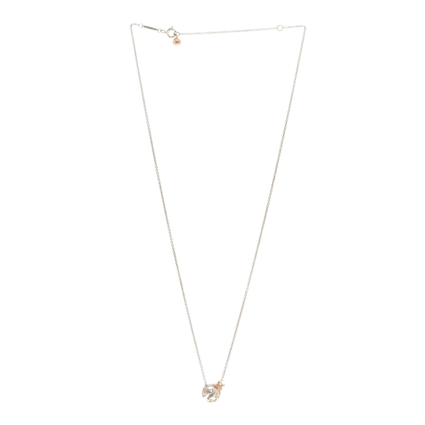 Sterling Silver 18K Rose Gold Return to Tiffany Love Bugs Ladybug Pendant Necklace