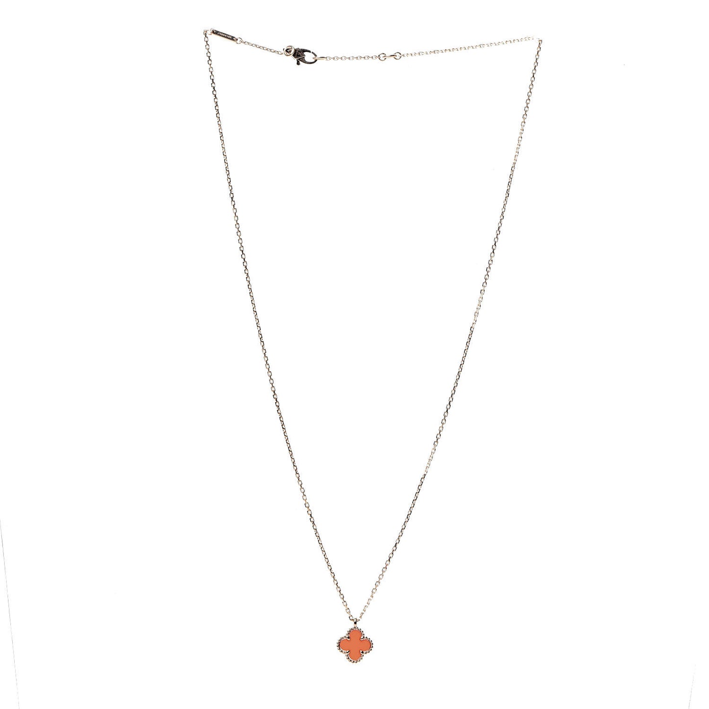 18K Rose Gold Carnelian Sweet Alhambra Pendant Necklace