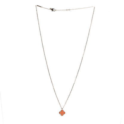 Van Cleef & Arpels 18K Rose Gold Carnelian Sweet Alhambra Pendant Necklace 3 of 7