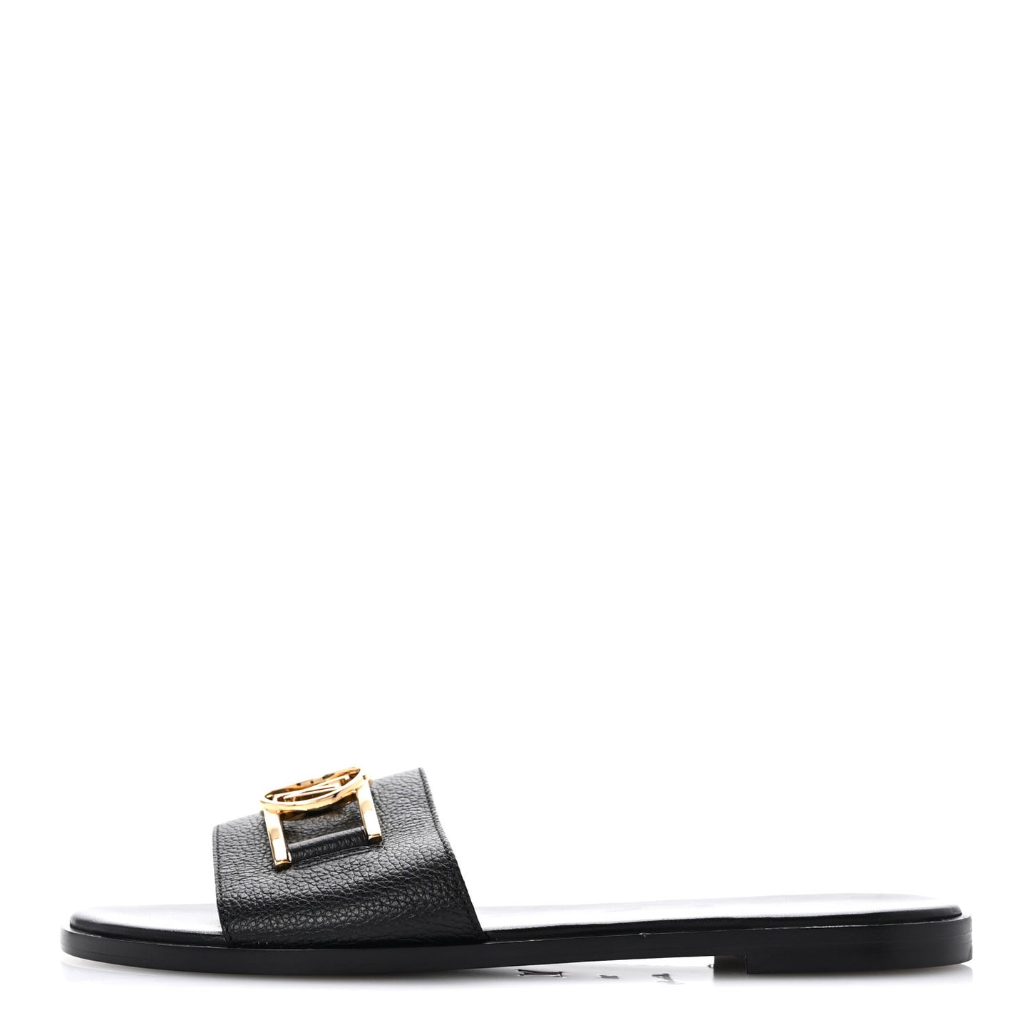 Calfskin Lock It Flat Mule 38 Black