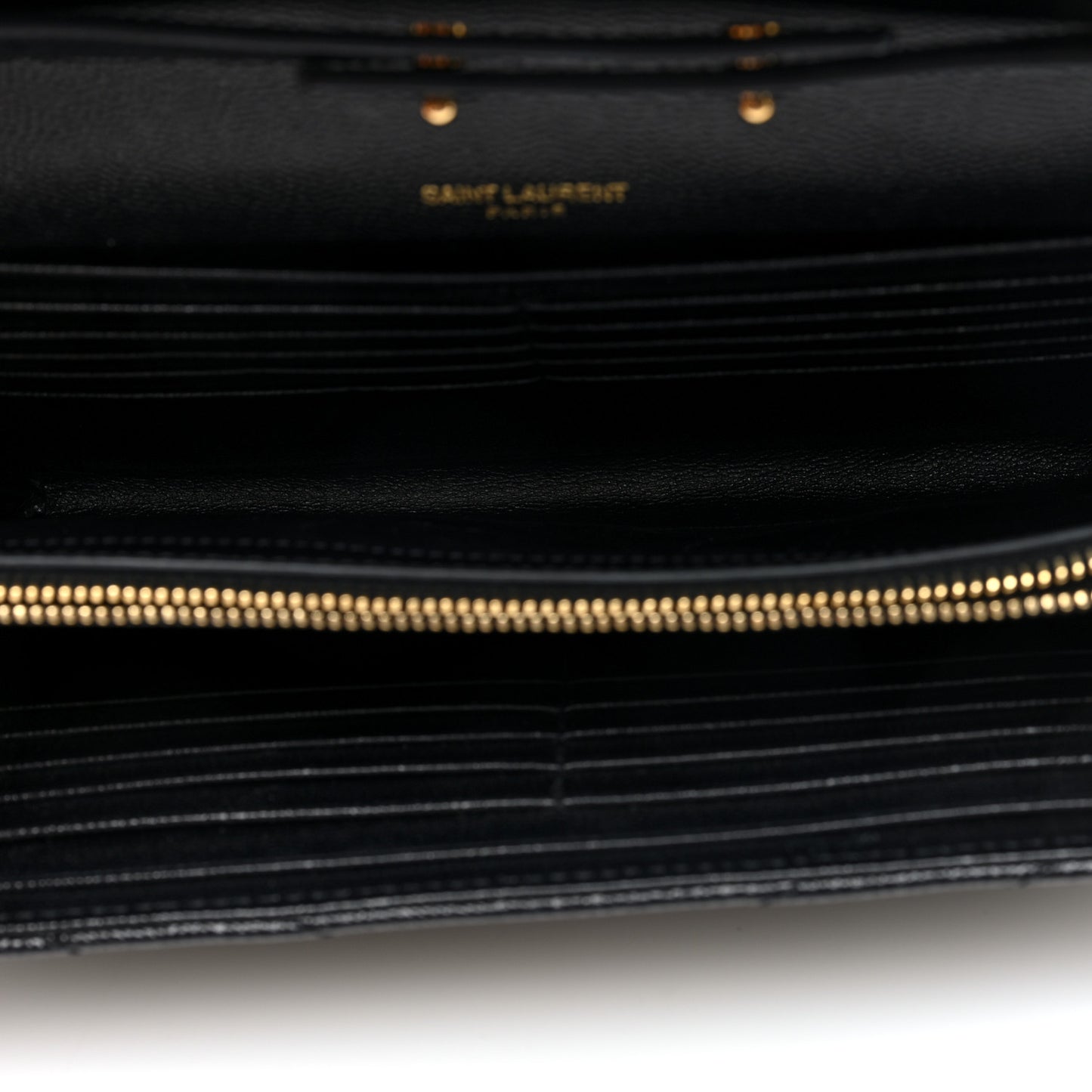Grain De Poudre Matelasse Chevron Monogram Chain Wallet Black