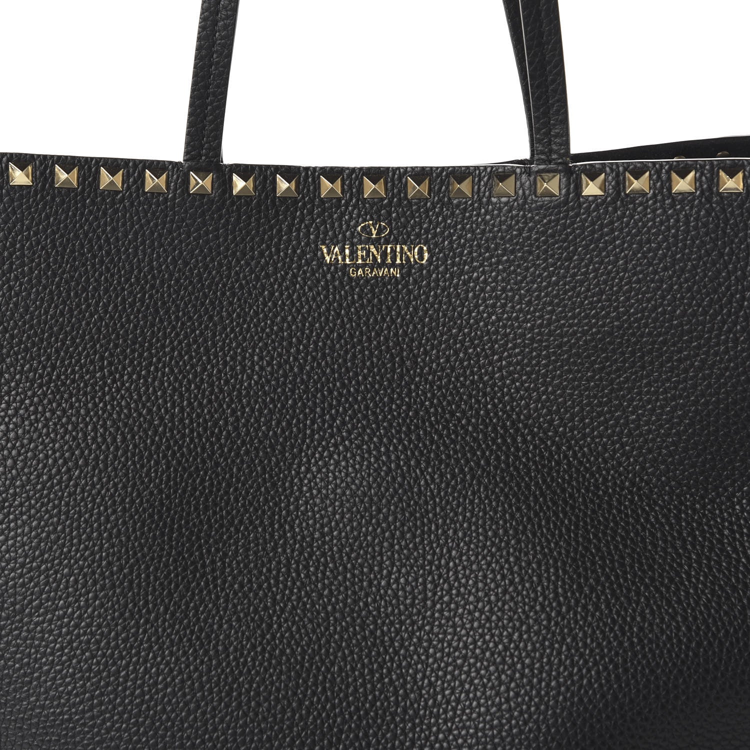 Valentino Garavani Grained Calfskin Rockstud Shoulder Tote Black 9 of 9
