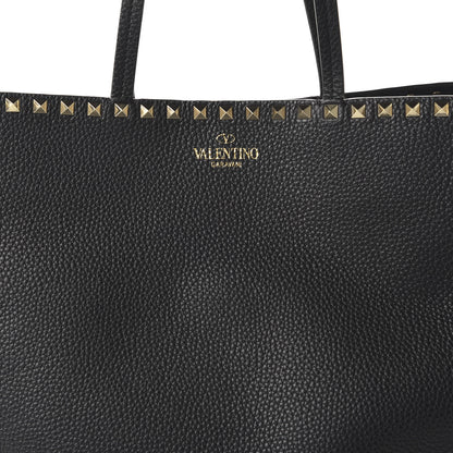 Valentino Garavani Grained Calfskin Rockstud Shoulder Tote Black 9 of 9