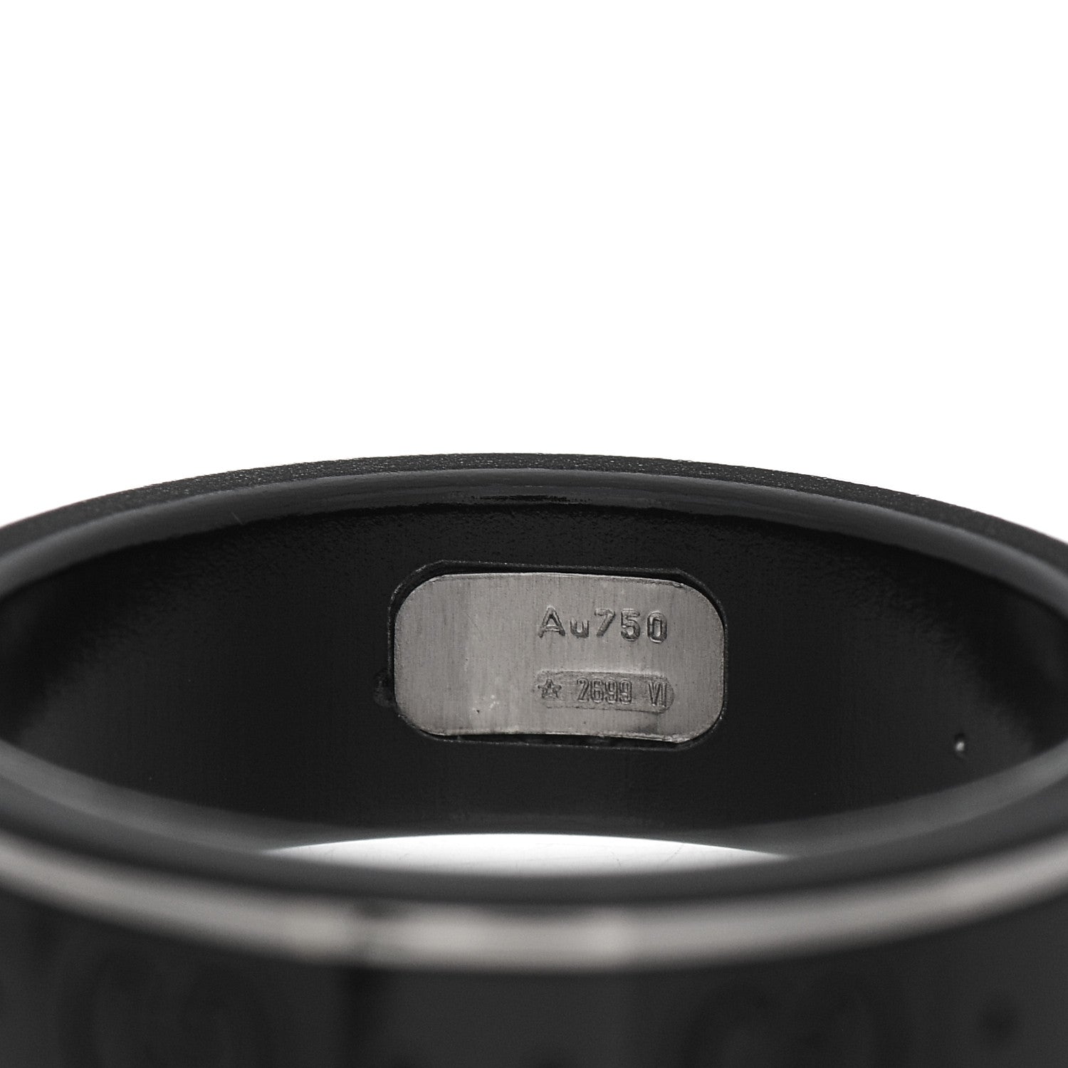 Gucci Black Synthetic Corundum 18K White Gold 4mm Icon Thin Band Ring 65 11 4 of 5