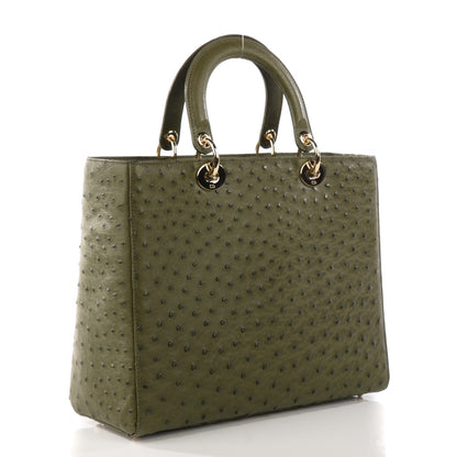 Christian Dior Ostrich Large Lady Dior Green 3 of 7
