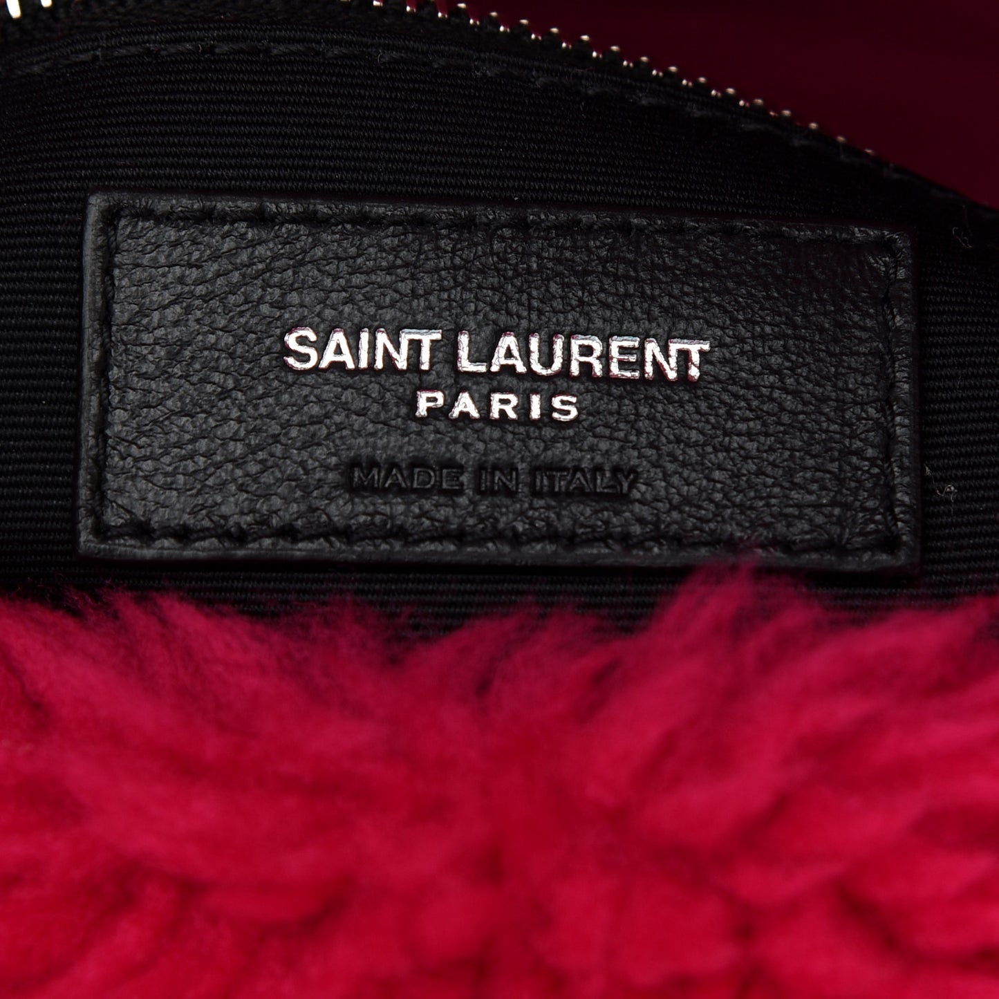Merino Shearling Lambskin Quilted Small Loulou Puffer Monogram Chain Satchel Fuchsia