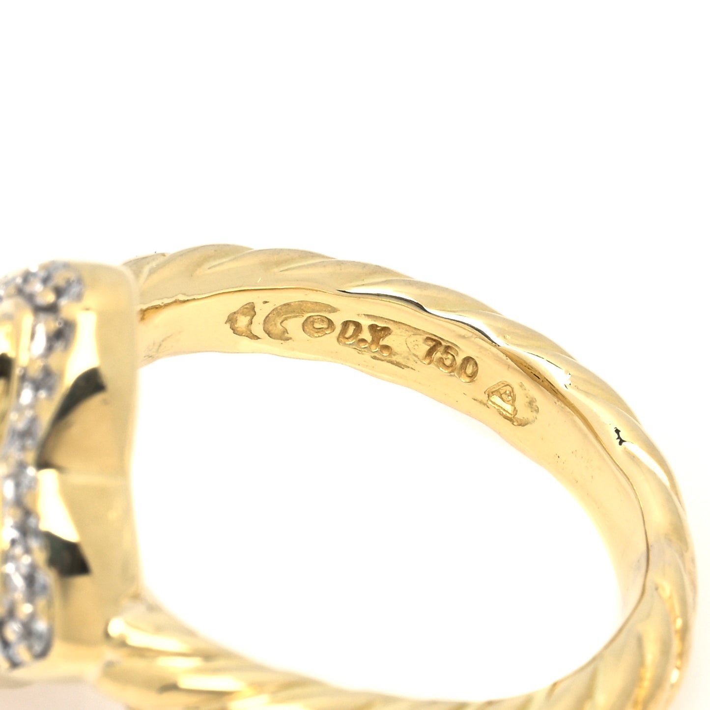 18K Yellow Gold Diamond 14mm Quatrefoil Cable Ring 47 4.25