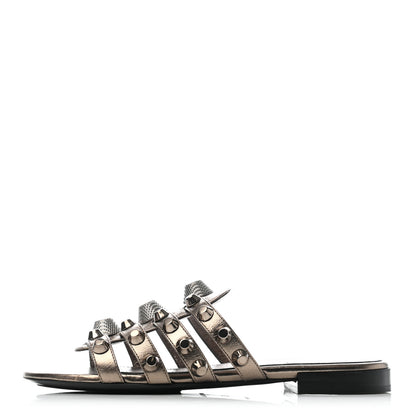 Balenciaga Metallic Lambskin Giant Silver Flat Sandals 35 Pewter 1 of 8