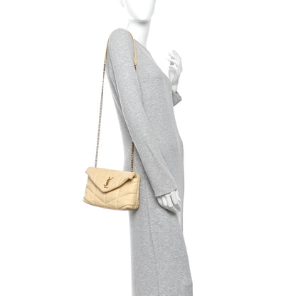 Saint Laurent Lambskin Quilted Toy Loulou Puffer Monogram Chain Satchel Juane Pale 2 of 12