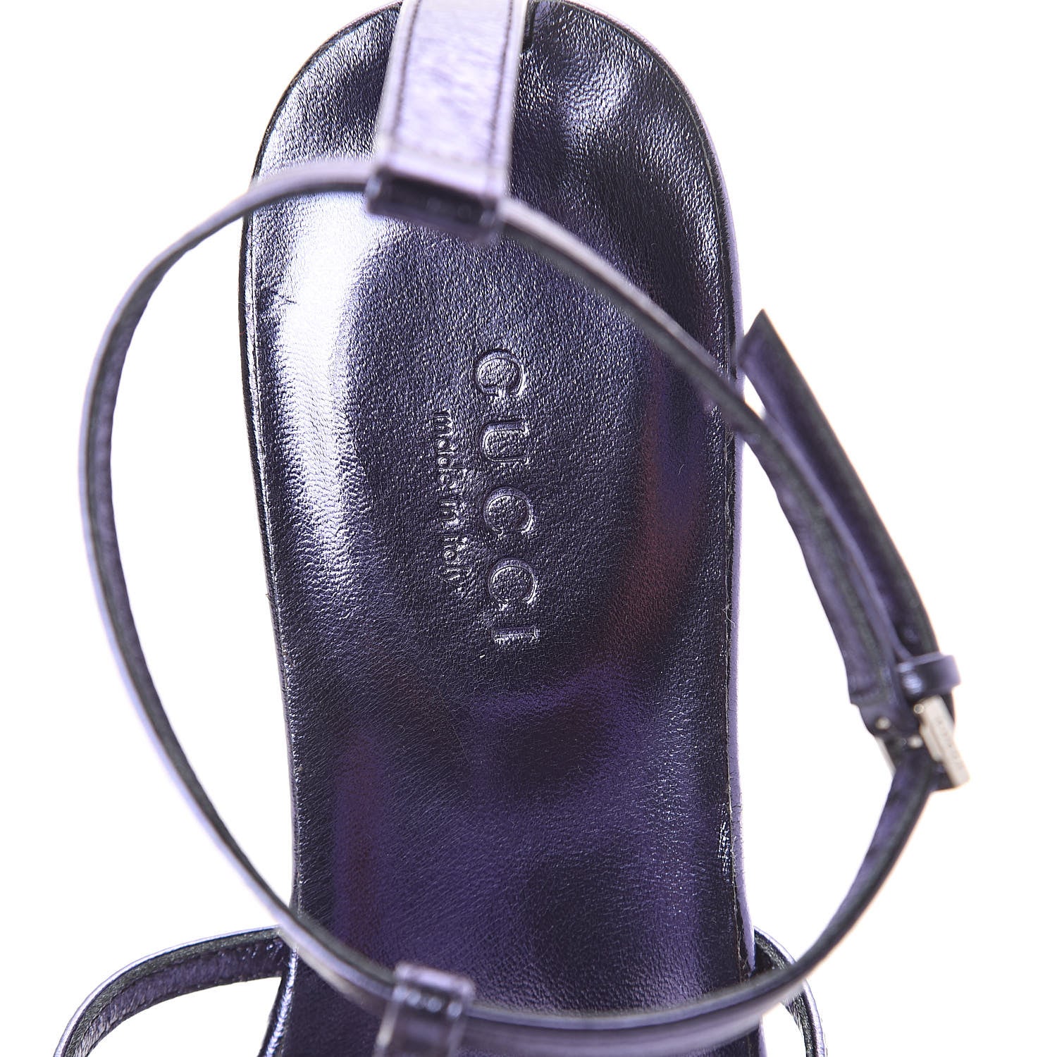 Gucci Metallic Nappa Crystal GG Thong Sandals 36 Purple 5 of 8