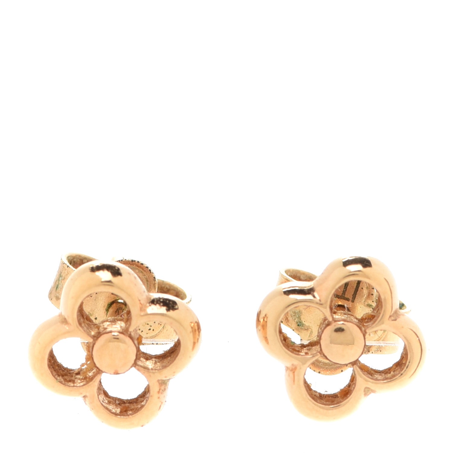Louis Vuitton Brass Flower Full Stud Earrings Gold 1 of 5