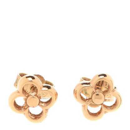 Louis Vuitton Brass Flower Full Stud Earrings Gold 1 of 5