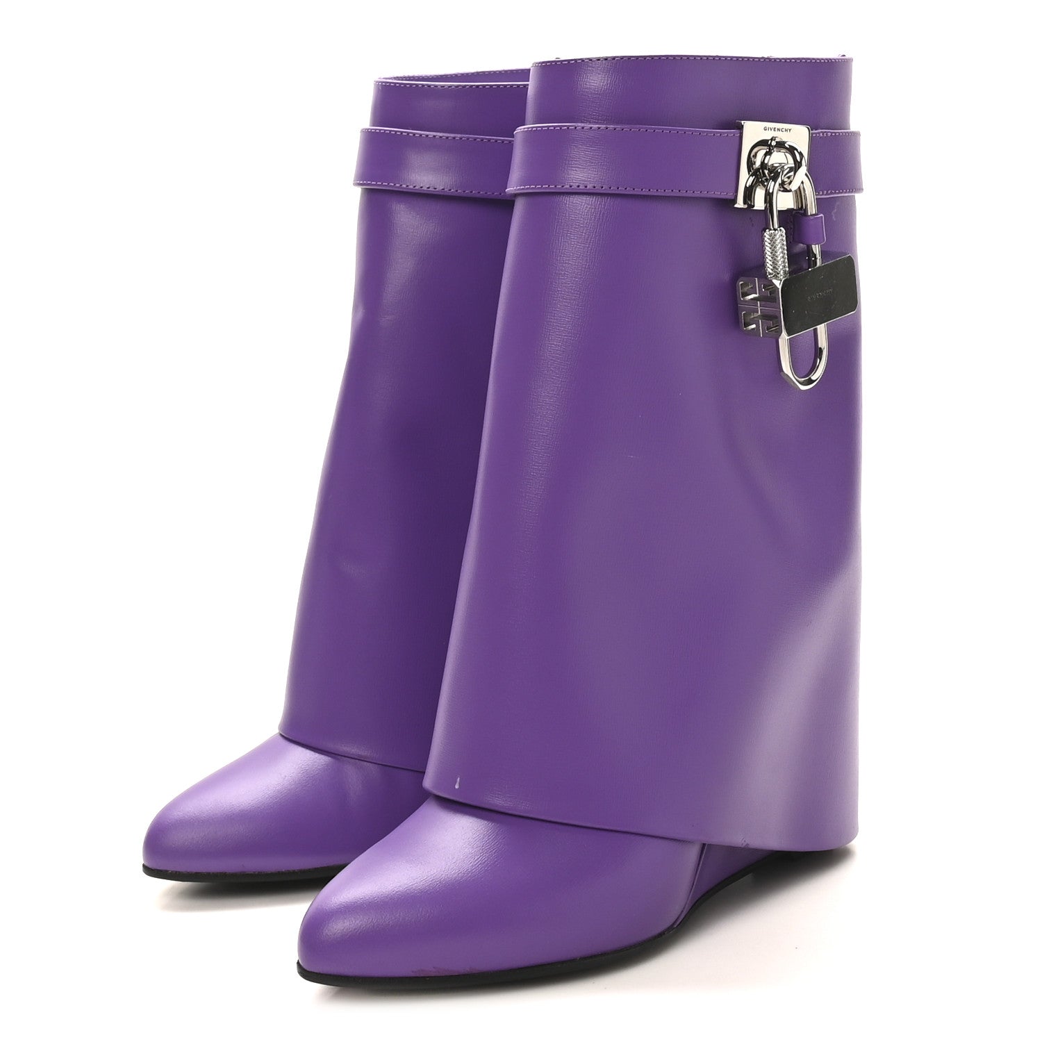 Givenchy Calfskin Shark Lock Ankle Boots 35 Ultraviolet 4 of 10