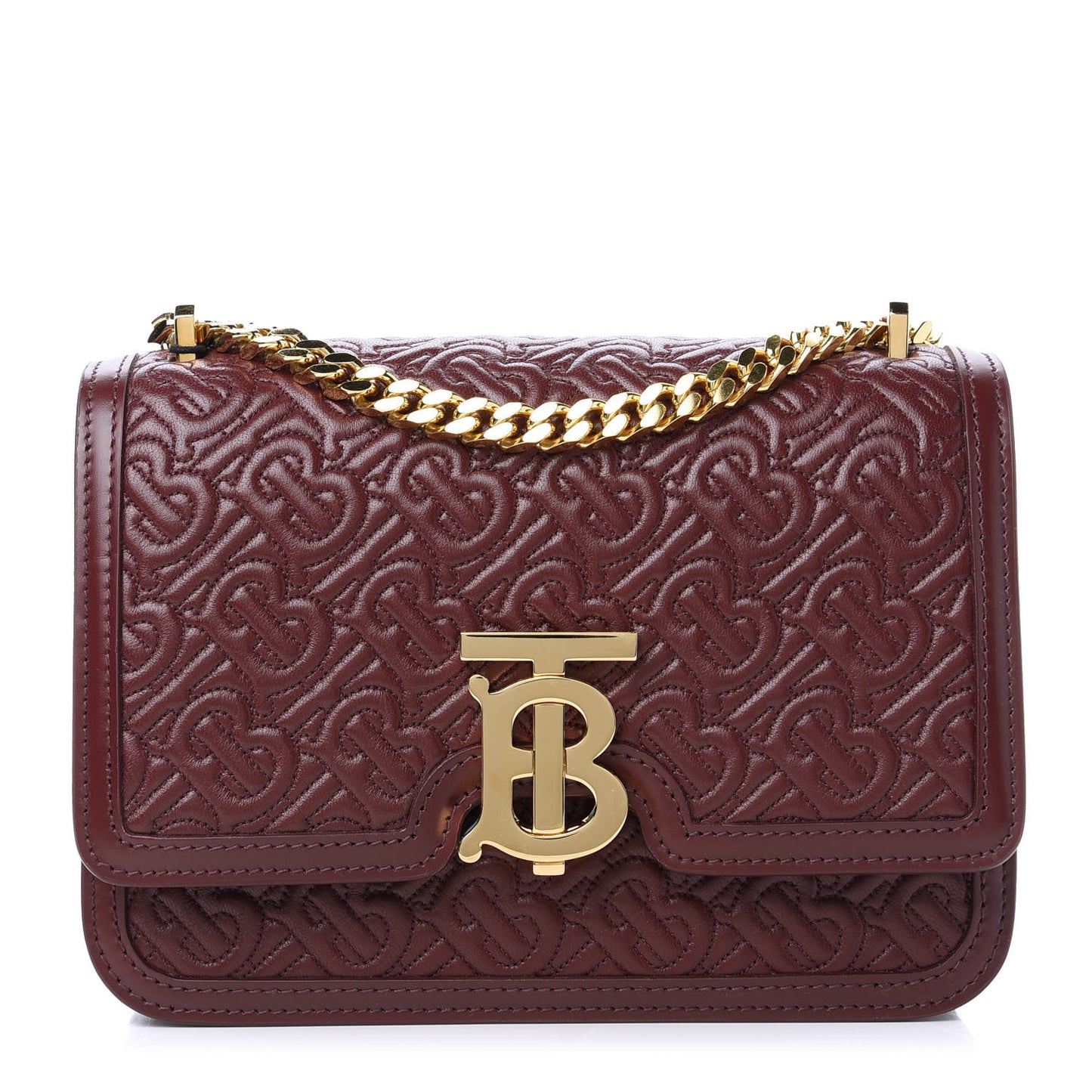 Calfskin Monogram Embossed Small TB Chain Bag Oxblood