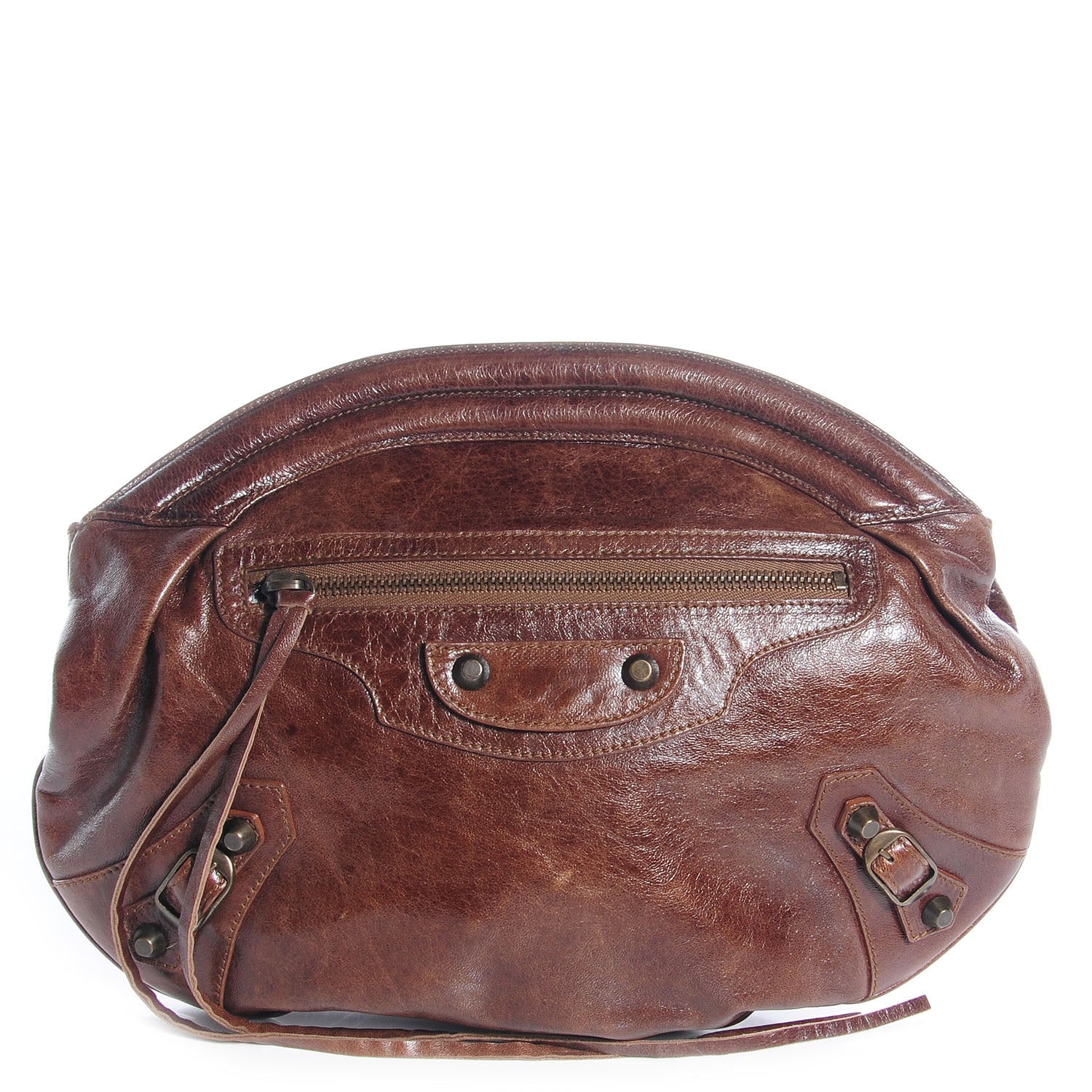 Balenciaga Chevre Oval Clutch Truffle 1 of 10