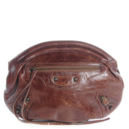 Balenciaga Chevre Oval Clutch Truffle 1 of 10