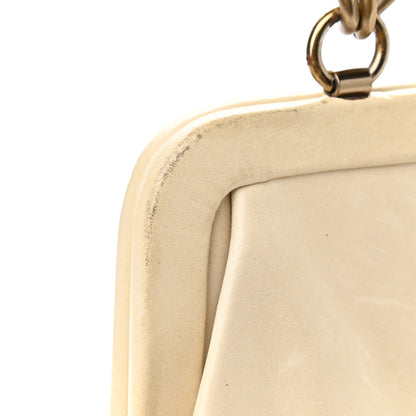 Chanel Glazed Calfskin Kisslock Frame Bag Beige 9 of 11