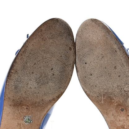 Chanel Patent Calfskin CC Cap Toe Ballerina Flats 35.5 Blue 10 of 16