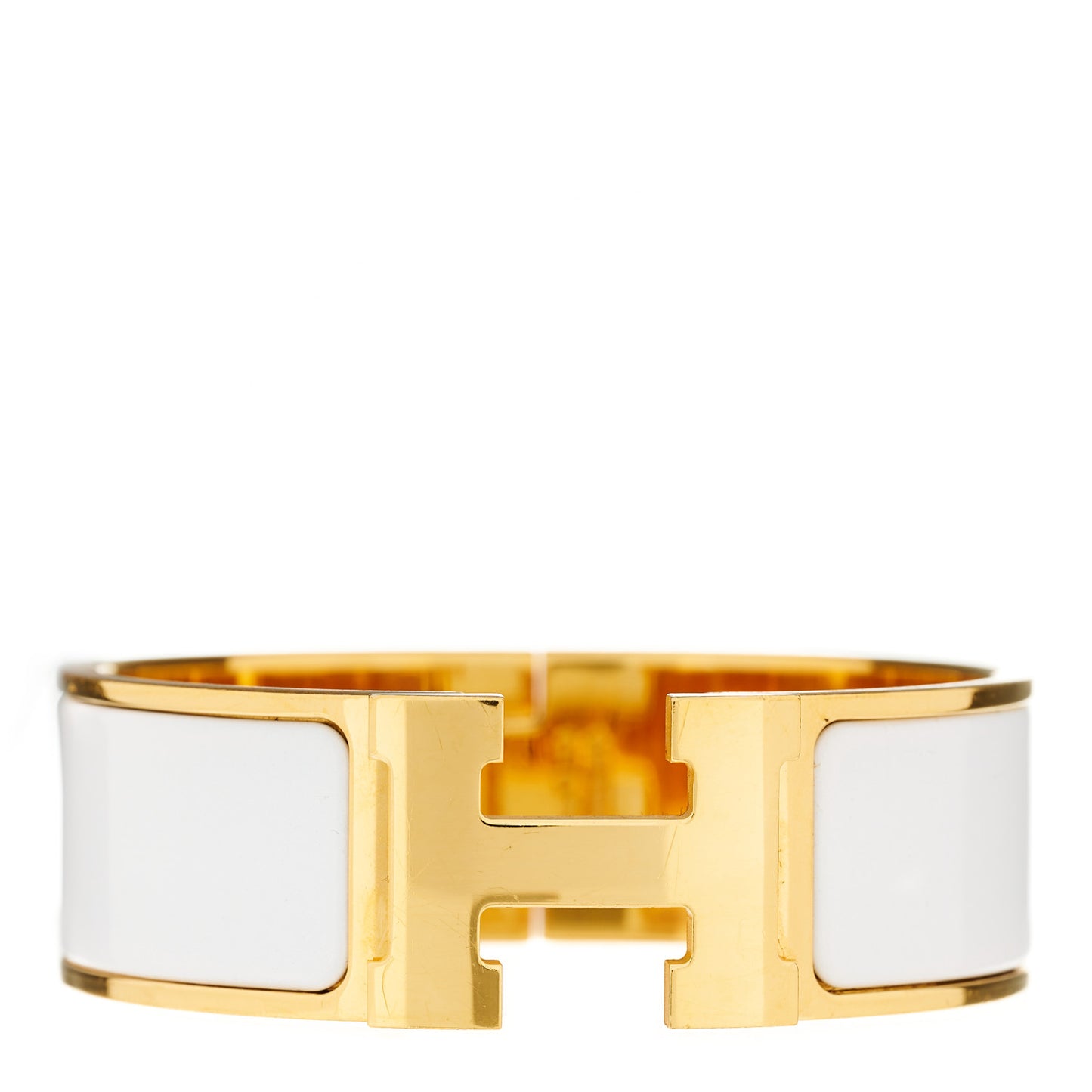 Enamel Wide Clic Clac H Bracelet GM White