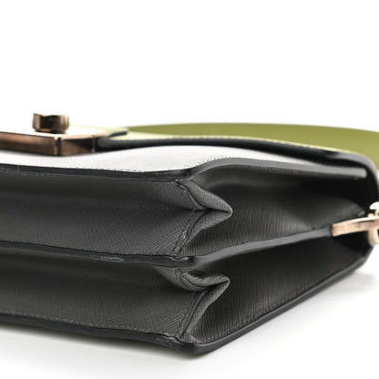 Prada Saffiano Lux Bi-Color Sound Shoulder Bag Mercurio Edera 8 of 8