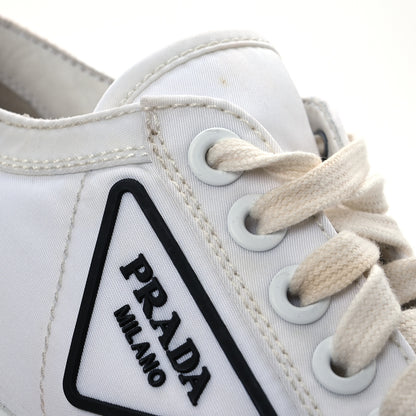 Prada Nylon Gabardine Triangle Logo Platform Sneakers 37 White 15 of 15