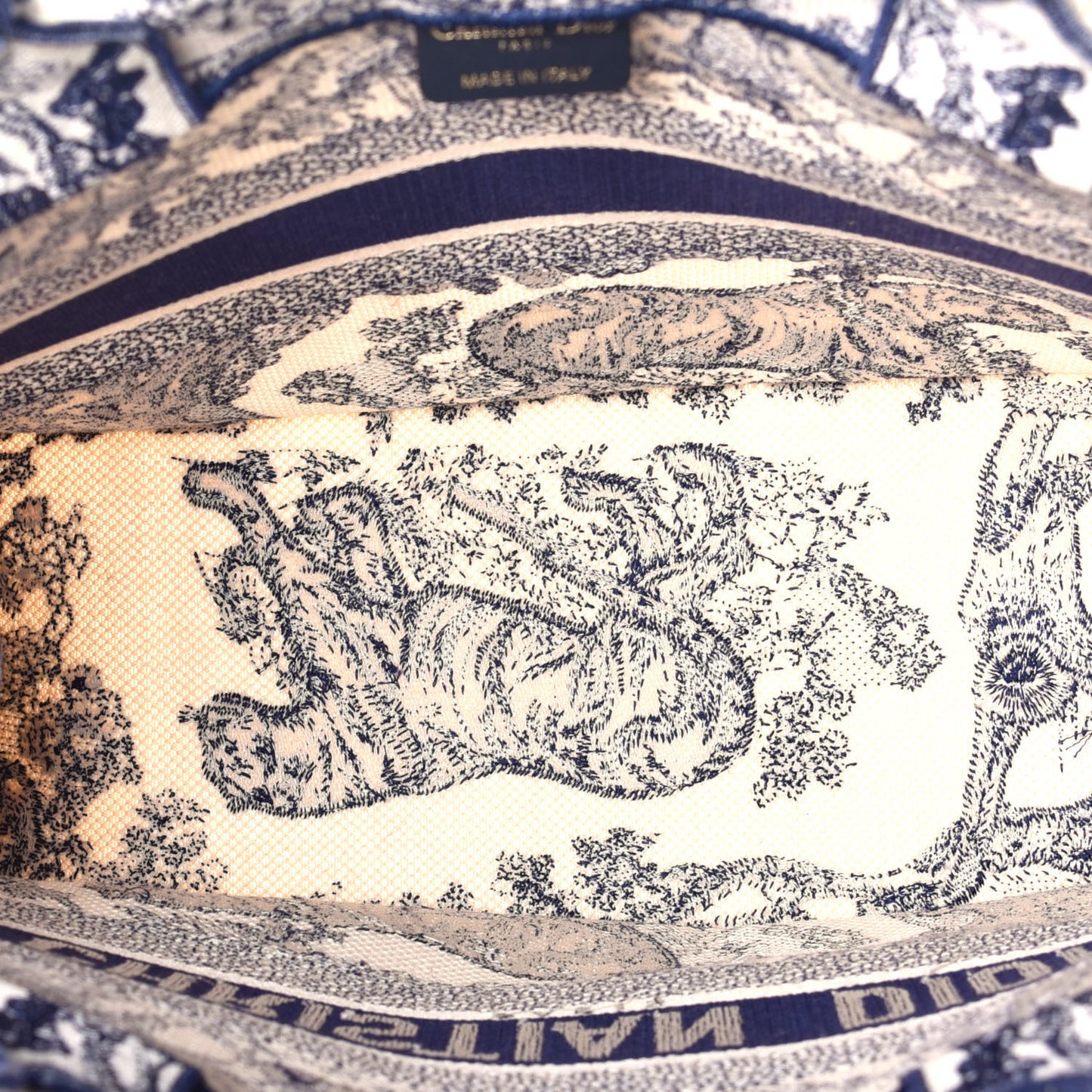 Canvas Embroidered Medium Dioriviera Toile De Jouy Book Tote Blue