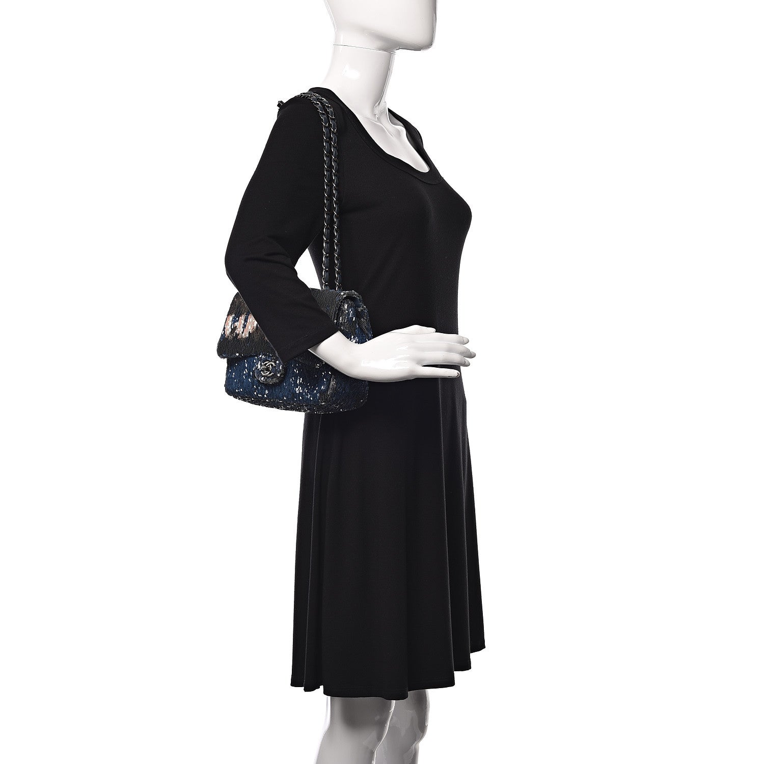 Chanel Sequin Medium Coco Cuba Single Flap Blue 2 of 13