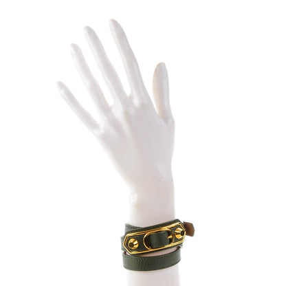 Balenciaga Chevre Hamilton Gold Metallic Edge Hardware Triple Tour M Bracelet Vert Lichen 2 of 8