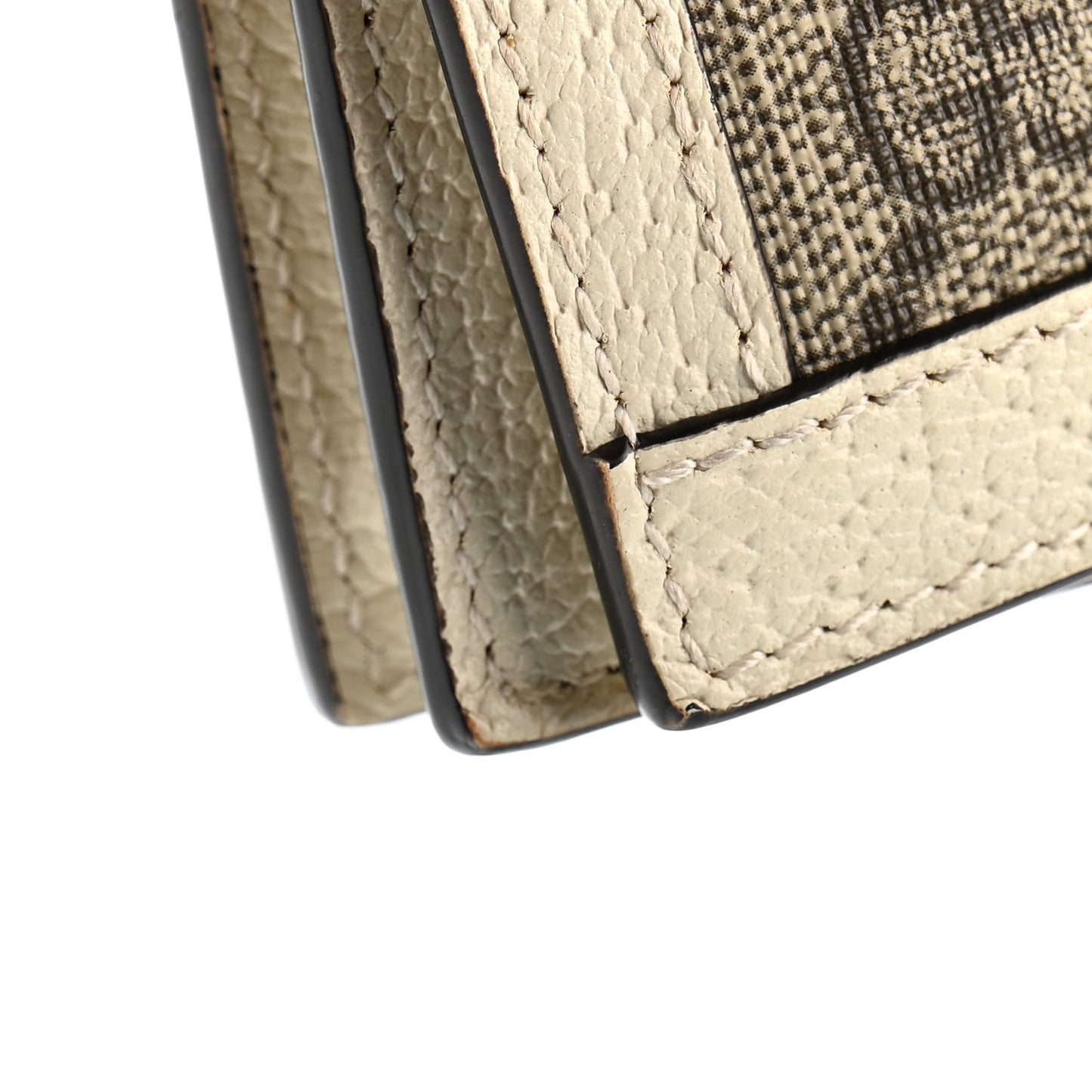 GG Supreme Monogram Textured Dollar Calfskin Web Ophidia Card Case Beige Ebony Mystic White