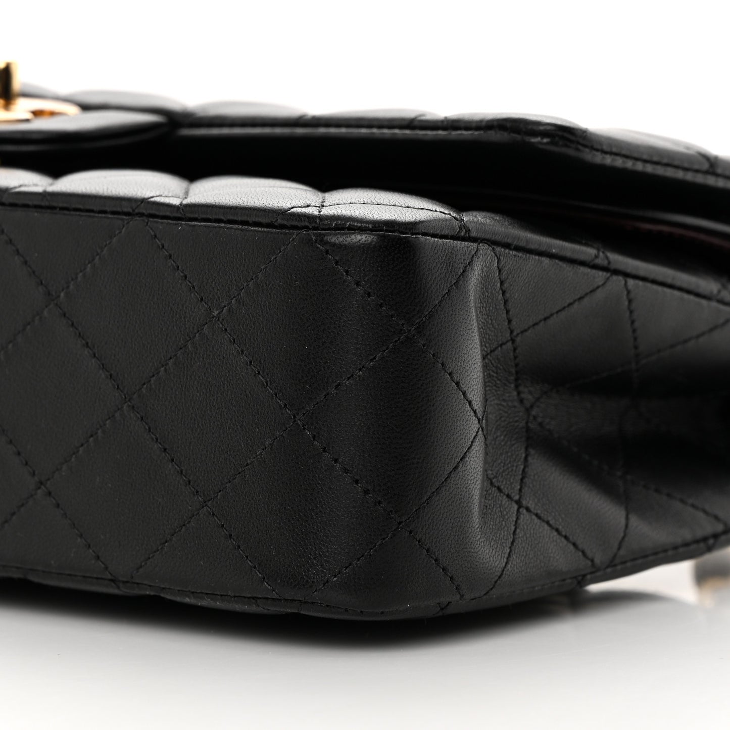 Lambskin Quilted Medium Double Flap Black