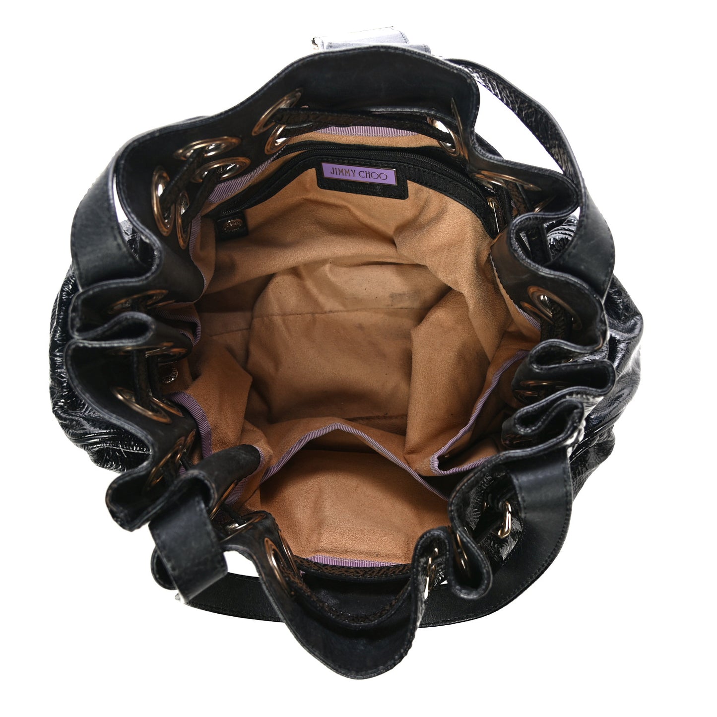 Crushed Patent Riki Bag Black