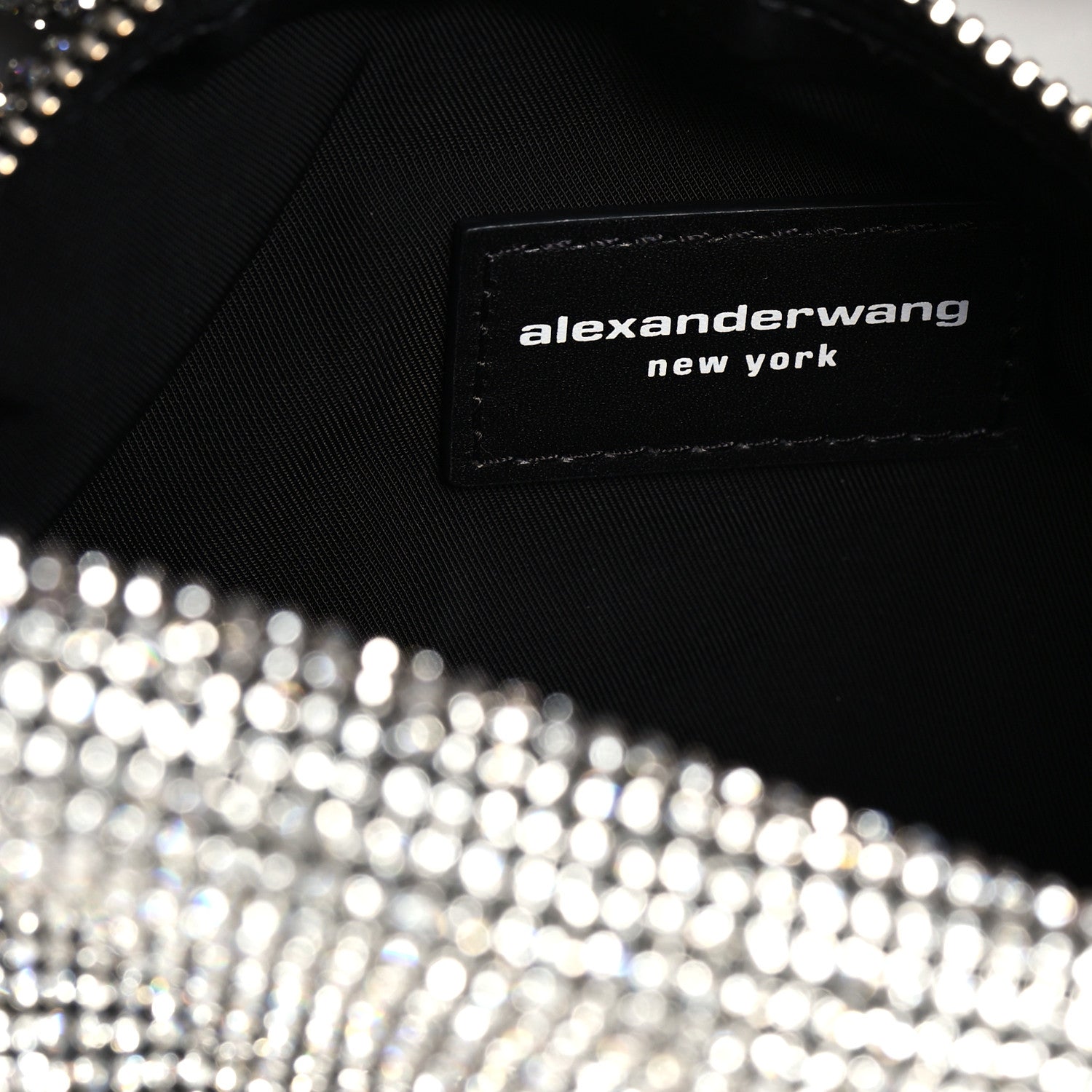 Alexander Wang Mesh Crystal Rhinestone Mini Scrunchie Clutch Black Silver 7 of 11