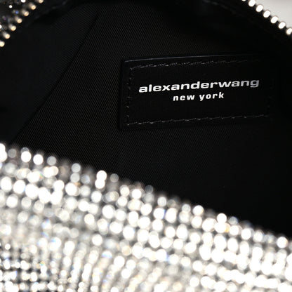 Alexander Wang Mesh Crystal Rhinestone Mini Scrunchie Clutch Black Silver 7 of 11