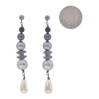 Chanel Ruthenium Pearl CC Drop Earrings Grey 2 of 4