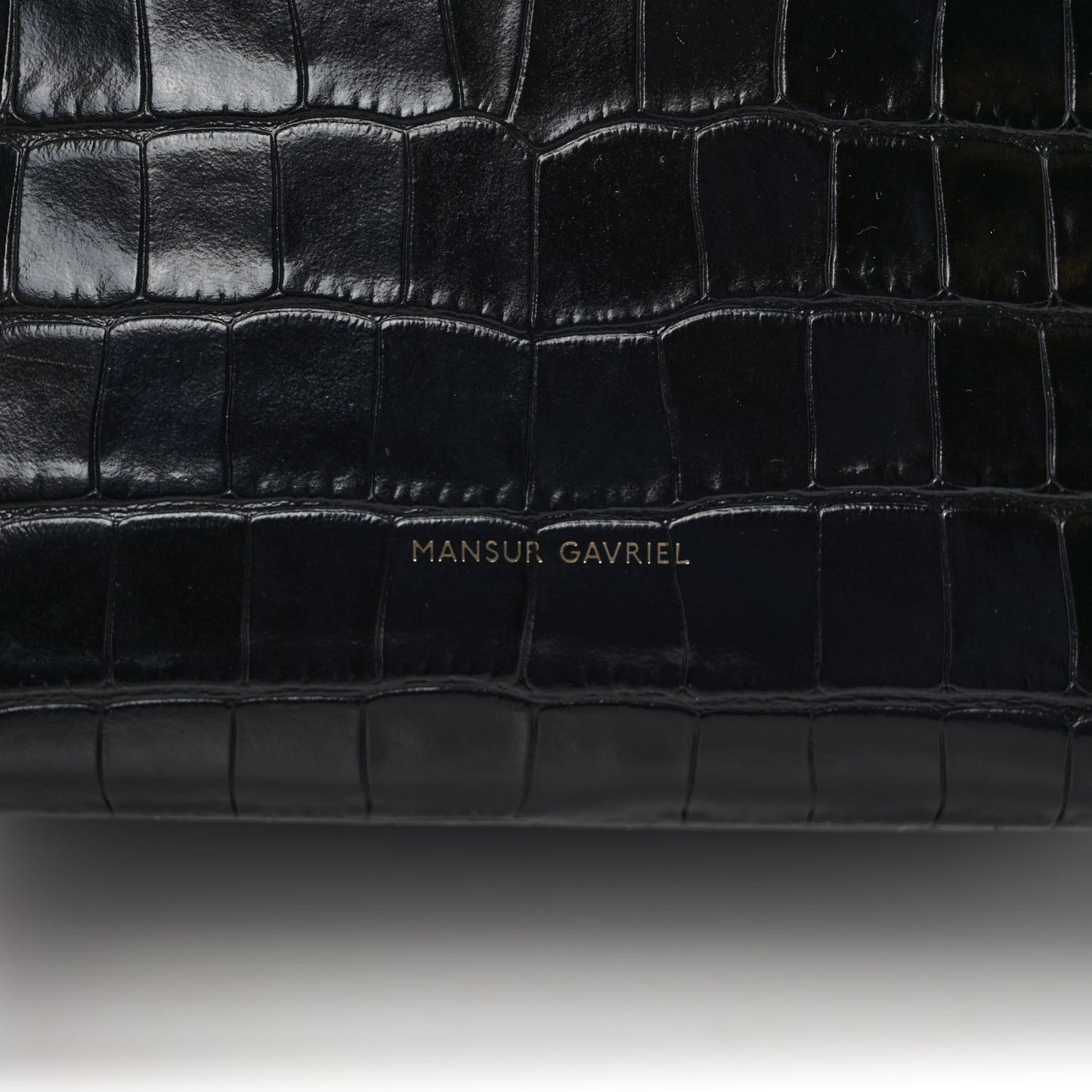 Crocodile Embossed Bucket Bag Black