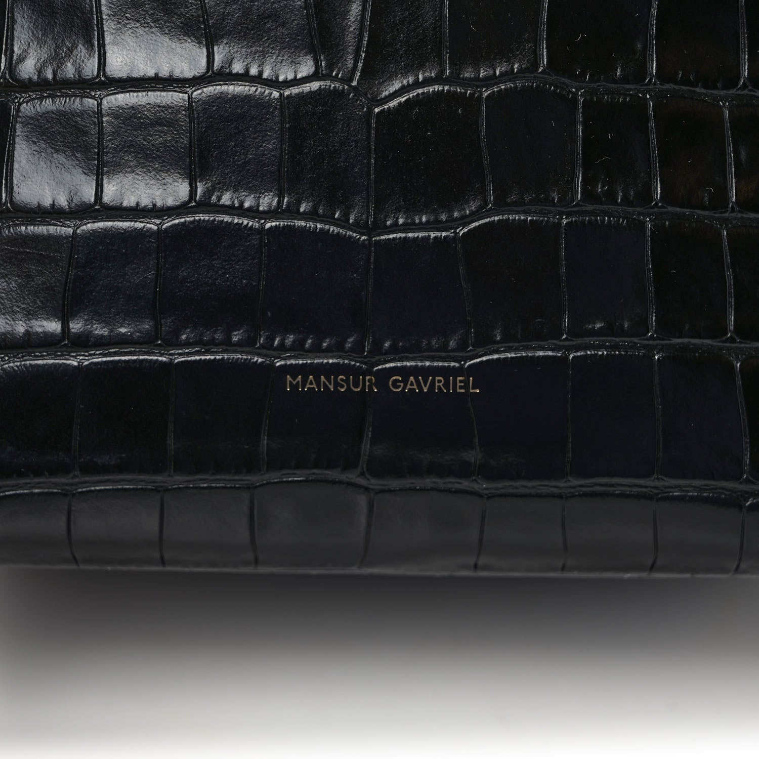 Mansur Gavriel Crocodile Embossed Bucket Bag Black 6 of 12