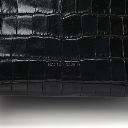 Mansur Gavriel Crocodile Embossed Bucket Bag Black 6 of 12