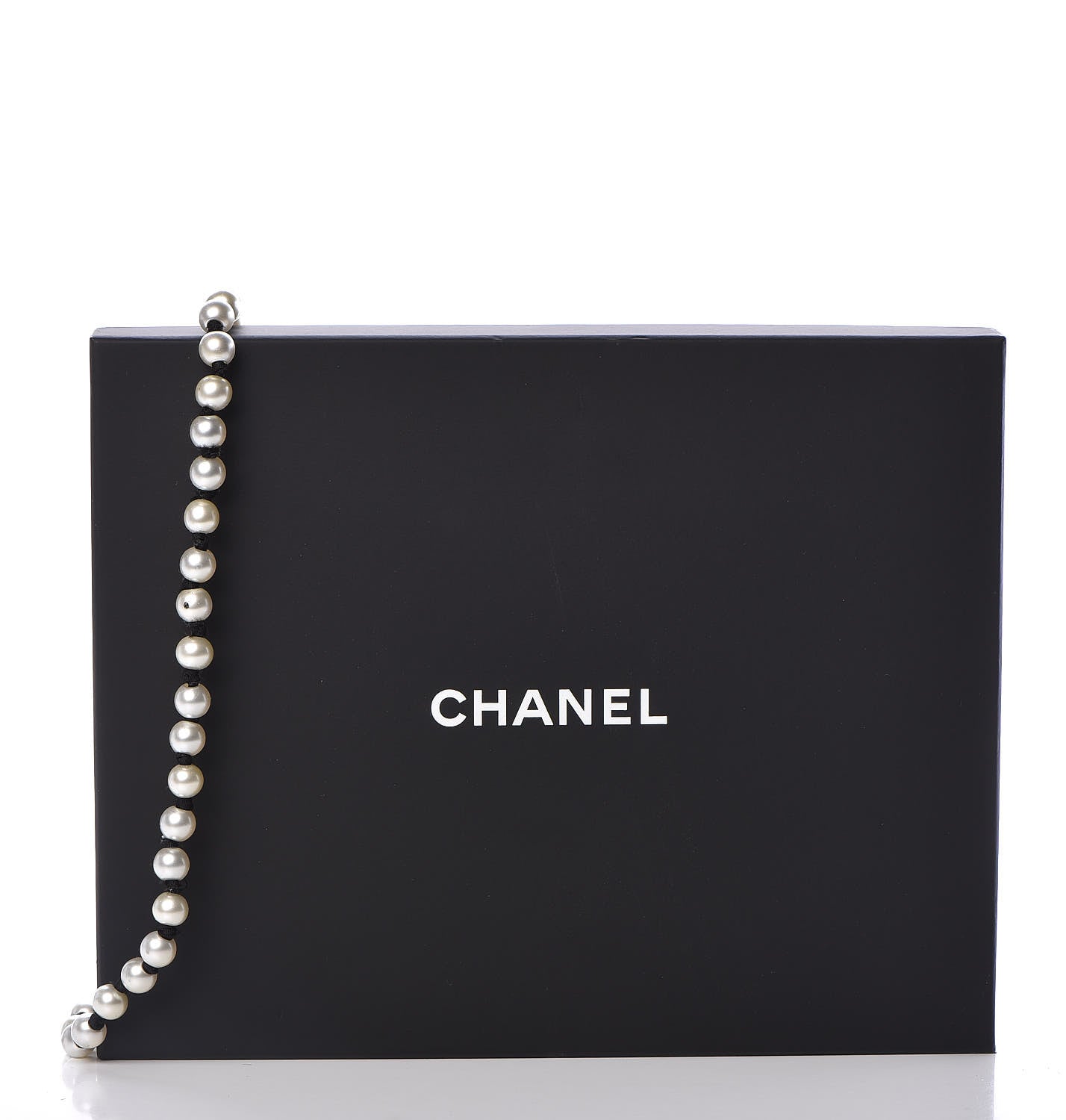 Chanel Pearl CC Long Necklace Gold Pearly White Black 9 of 9