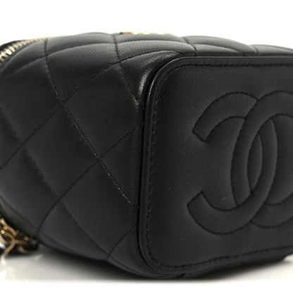 Chanel Lambskin Quilted Top Handle Mini Vanity Case With Chain Black 10 of 12