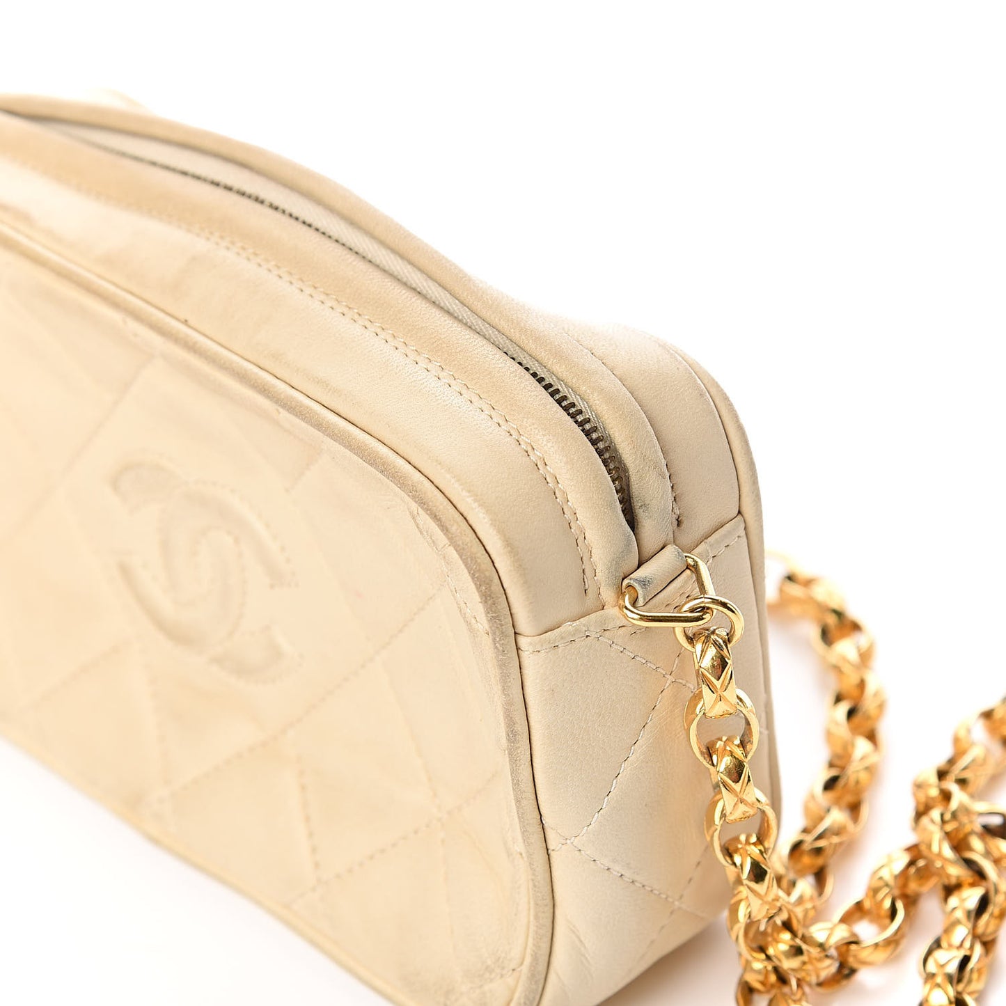 Lambskin Small Tassel Camera Case Beige