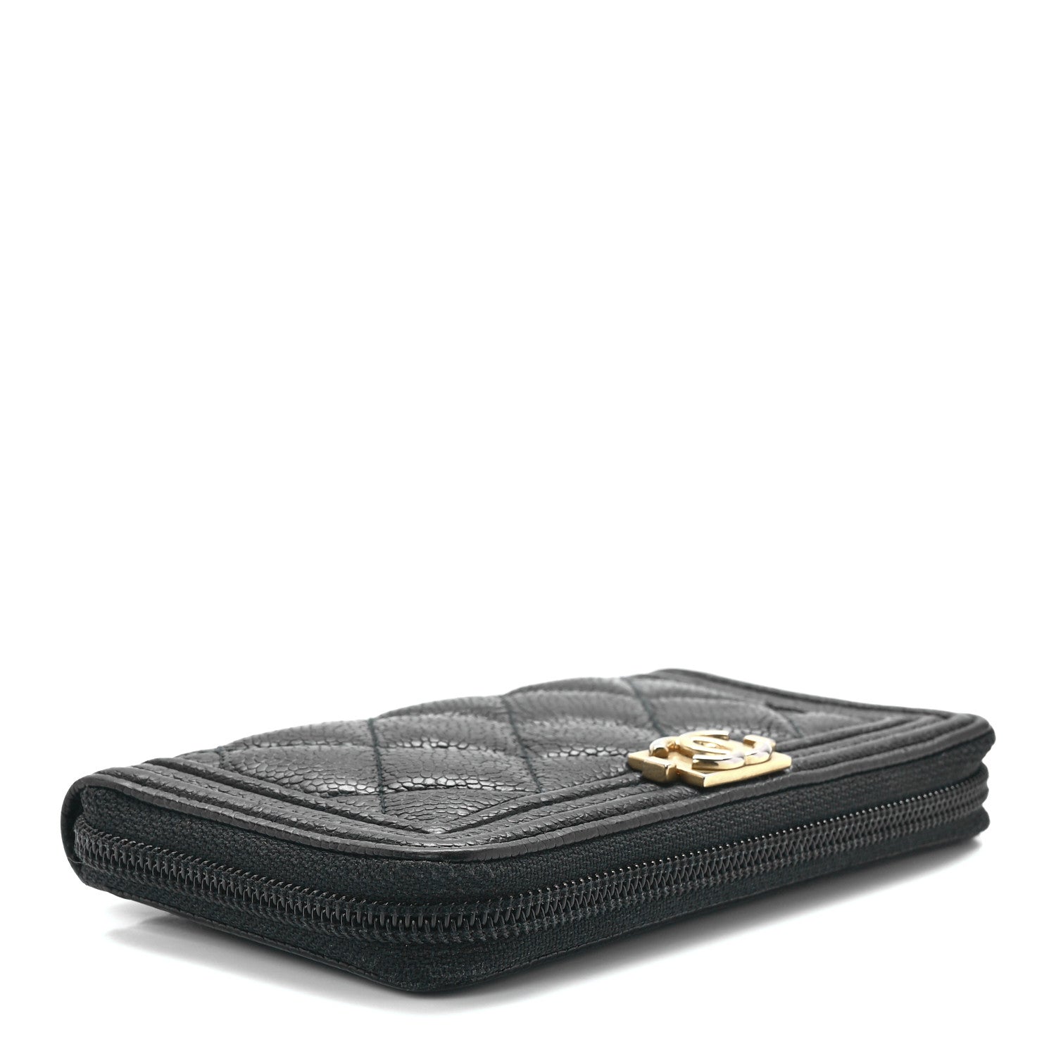 Chanel Caviar Quilted Boy Small Zip Around Wallet Black 4 of 12
