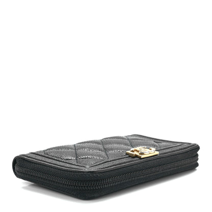 Chanel Caviar Quilted Boy Small Zip Around Wallet Black 4 of 12