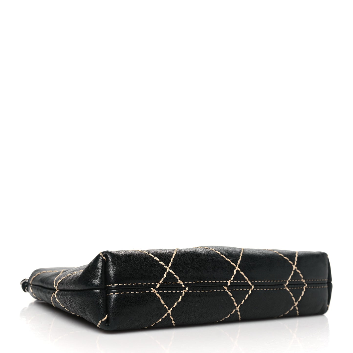Lambskin Surpique Stitch Pochette Black