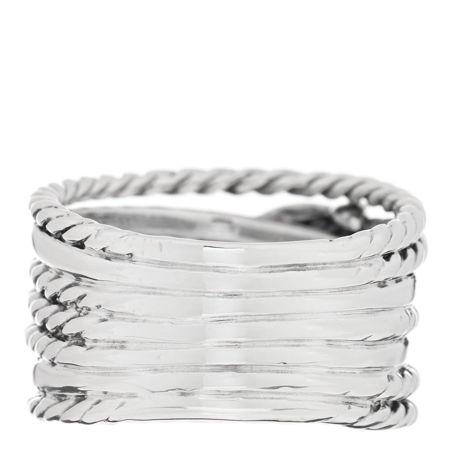 David Yurman Sterling Silver 18K Yellow Gold Double X Crossover Ring 53 6.5 3 of 4