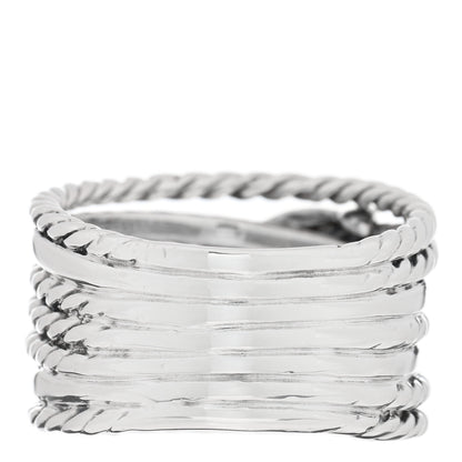 David Yurman Sterling Silver 18K Yellow Gold Double X Crossover Ring 53 6.5 3 of 4