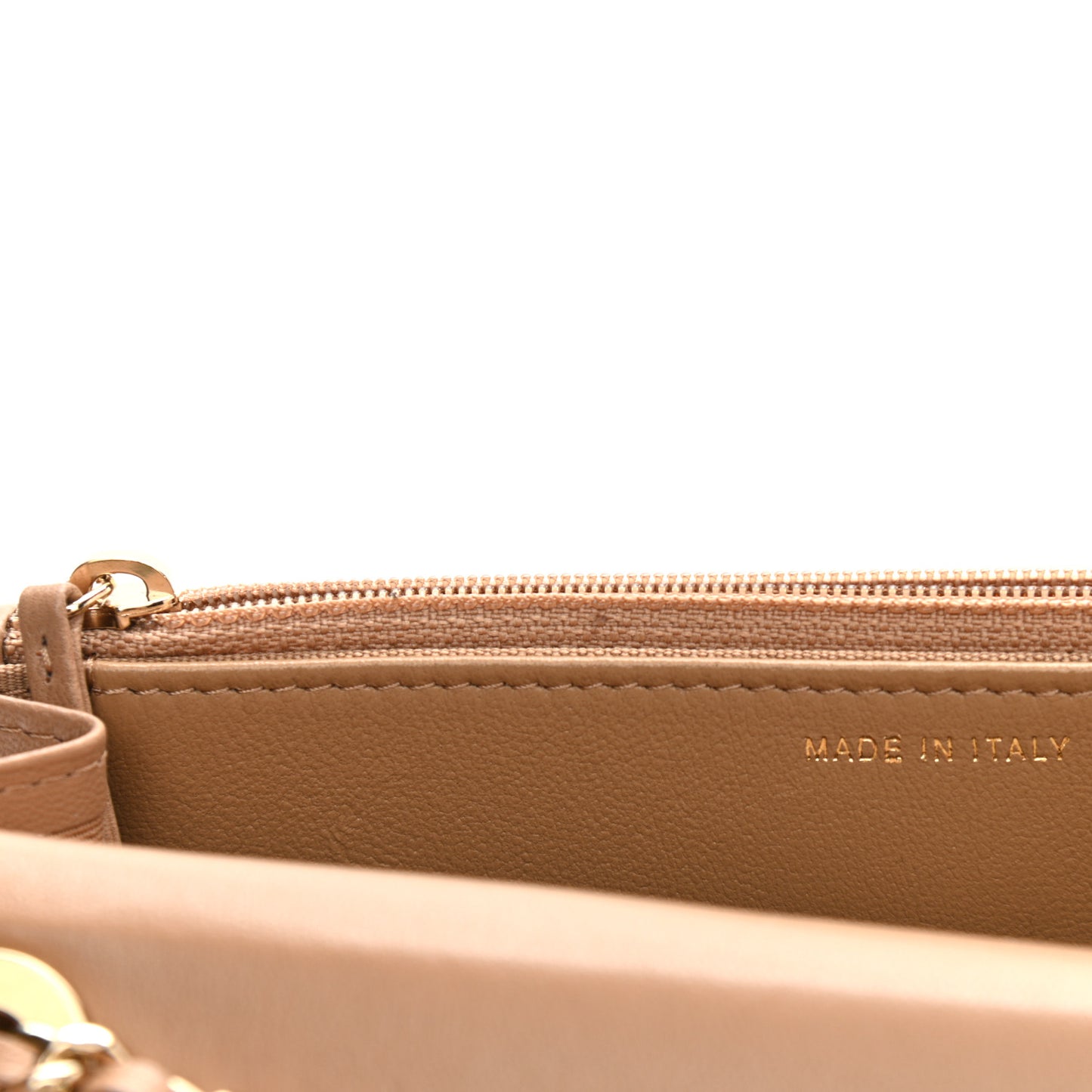 Lambskin Quilted Trendy CC Wallet On Chain WOC Beige