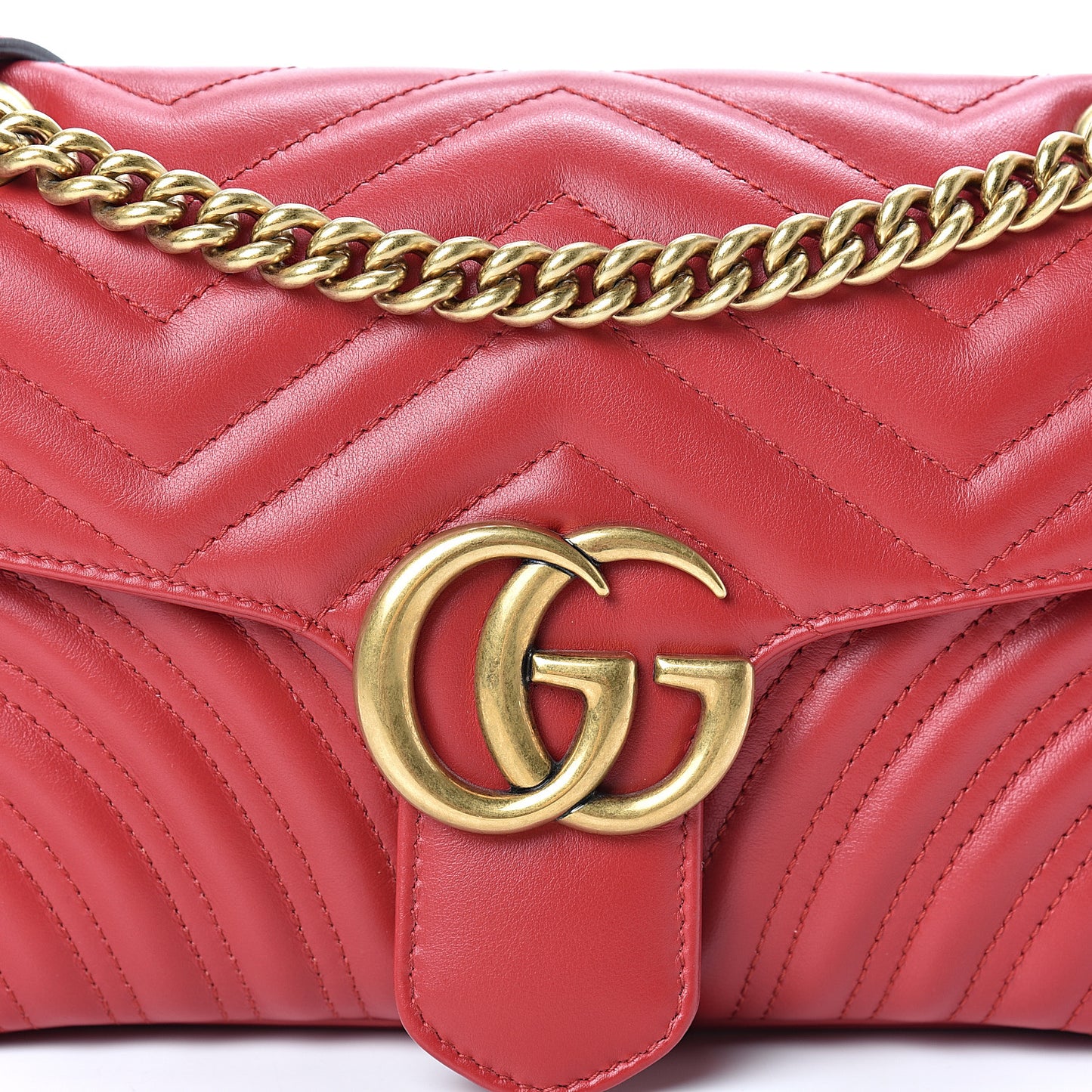 Calfskin Matelasse Small GG Marmont Shoulder Bag Hibiscus Red