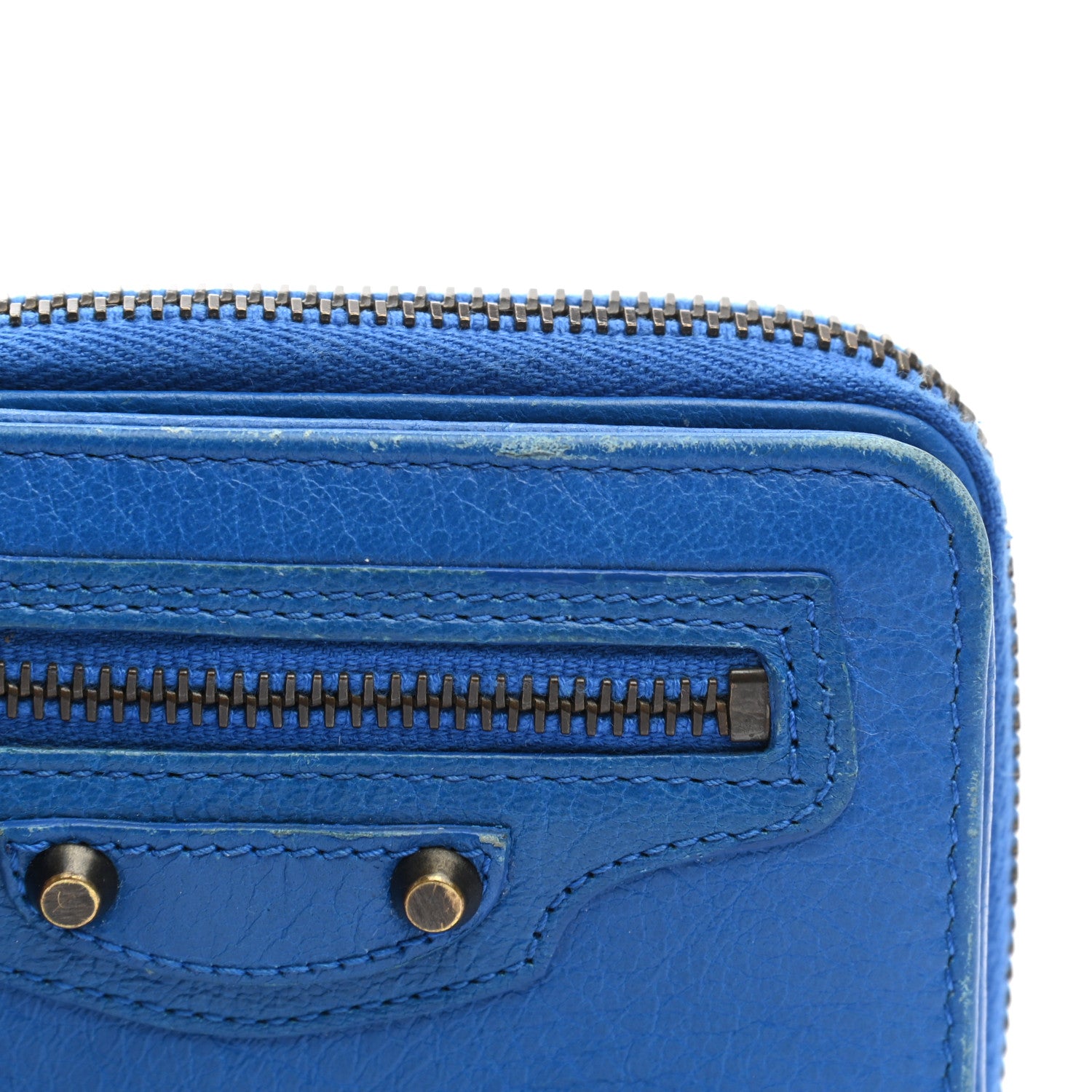 Balenciaga Agneau Classic Hardware Bill Fold Zip Wallet Bleu Lazuli 11 of 15