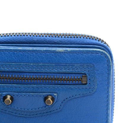 Balenciaga Agneau Classic Hardware Bill Fold Zip Wallet Bleu Lazuli 11 of 15