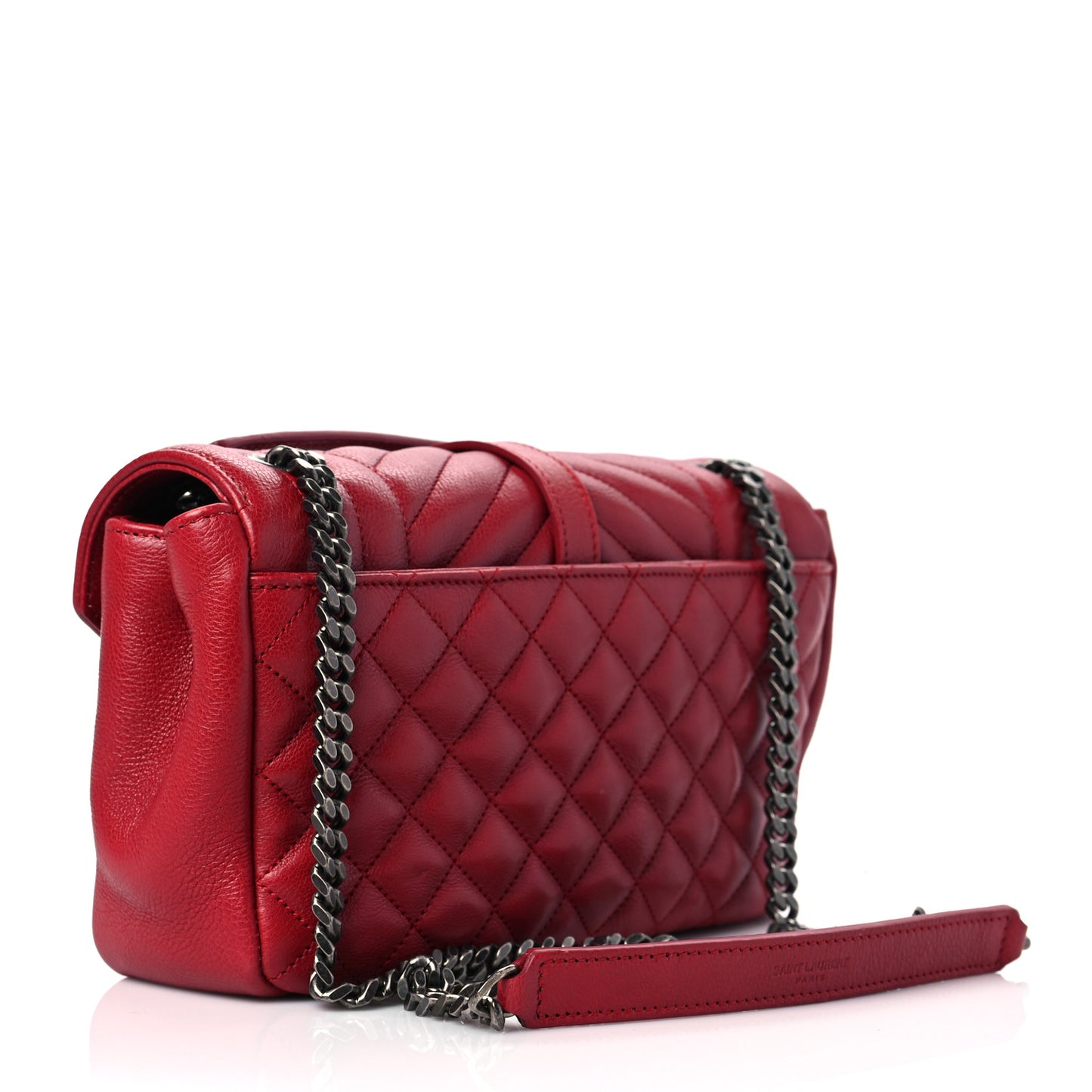 Sheepskin Tri-Quilt Monogram Medium Soft Envelope Bag Red